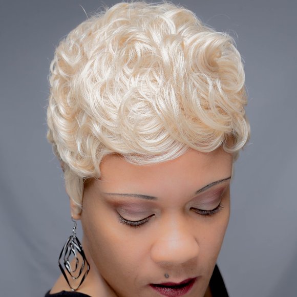 Wavy Curly Pixie w/ Lace Parting - Picture 5 of 9